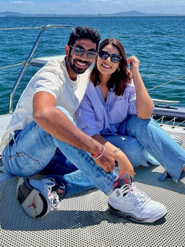 Jasprit Bumrah with his wife