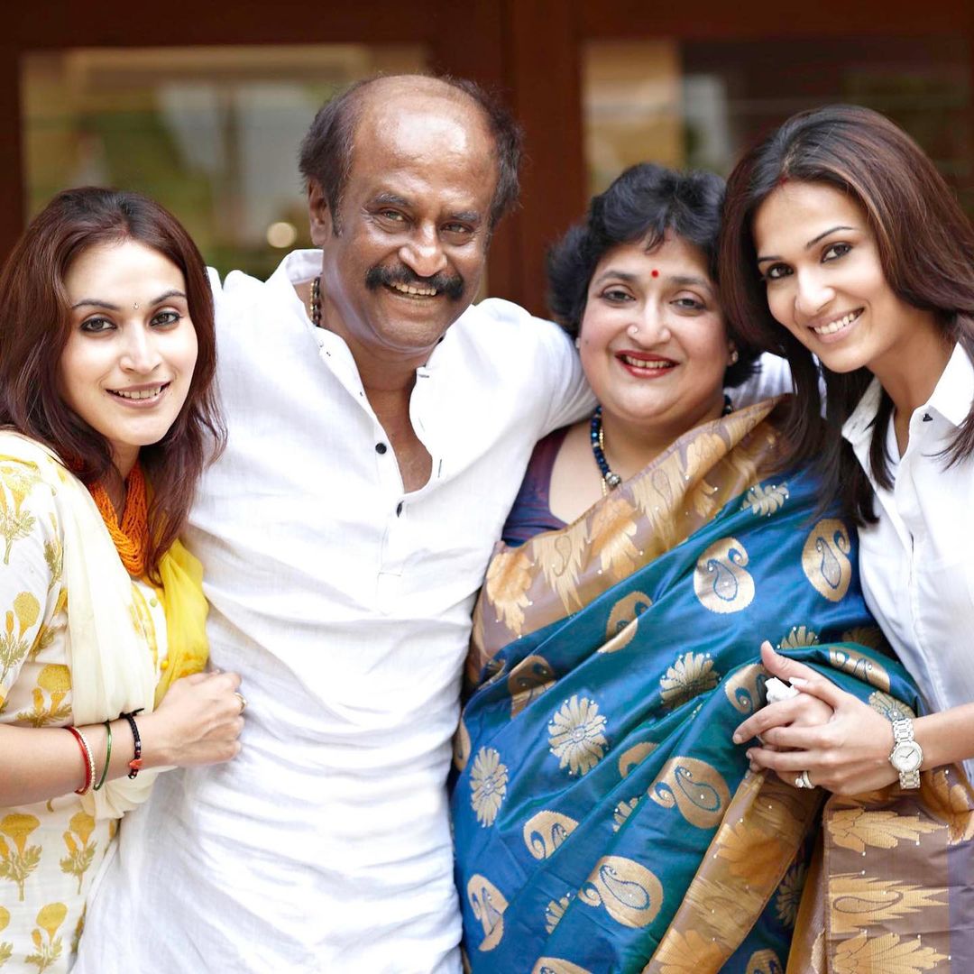 Rajini_kanth with his Family