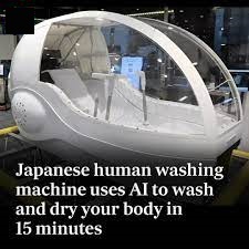 Futuristic Japanese human washing